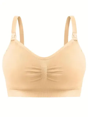 NEW Nursing Bra Without Steel Ring & Single-handed Buckles &Front Opening Buckles, No Sense Of Restraint Bra, Pregnant Women's Underwear With Plus Size Options, Light Beige, Sz M - Retails $73