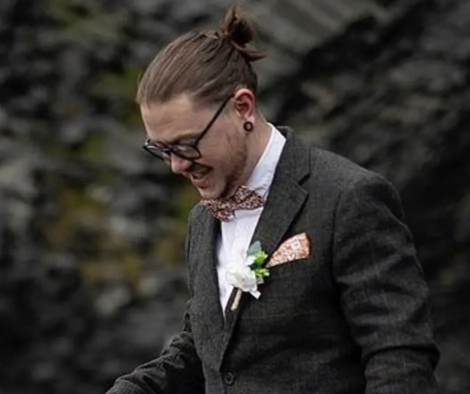 Nora Orange Floral Bow Tie and Pocket Square Set