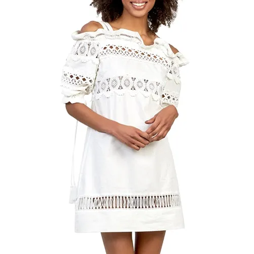 Off Shoulder Lace Embroidery Detail Dress