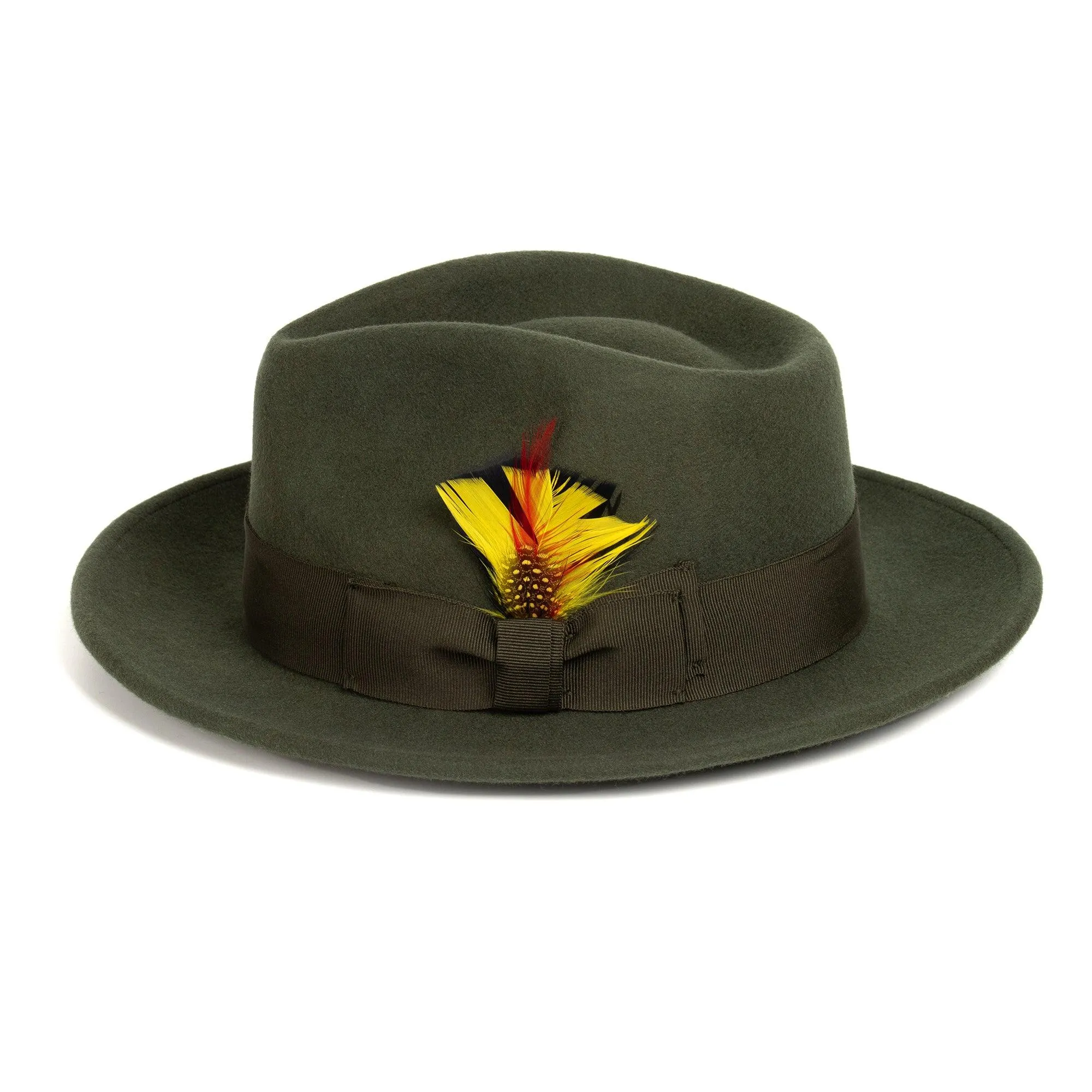 Olive Green Fedora 100% Australian Wool Crushable Hat