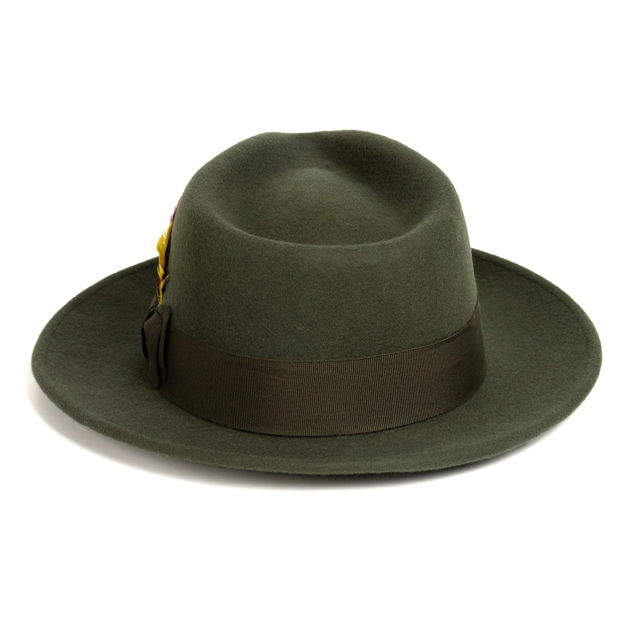 Olive Green Fedora 100% Australian Wool Crushable Hat