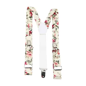 Olivia Cream Floral Boys Vintage Braces