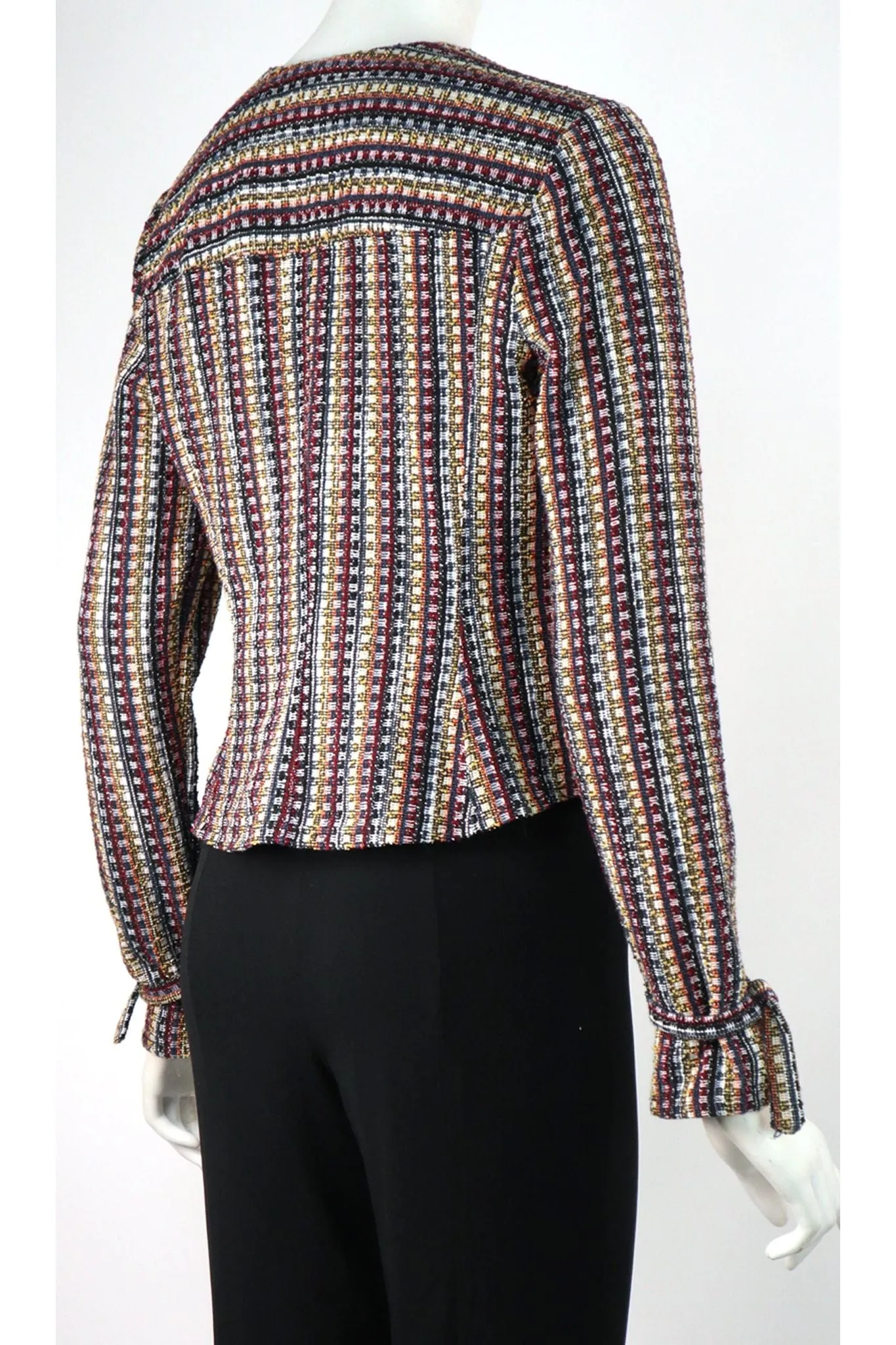 OLIVIA  Fitted Long Sleeves Open front Jacquard Cropped Jacket