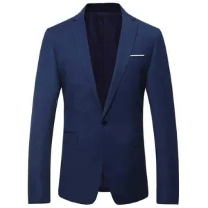 One Button Flap Pocket Business Blazer - Cadetblue Xl