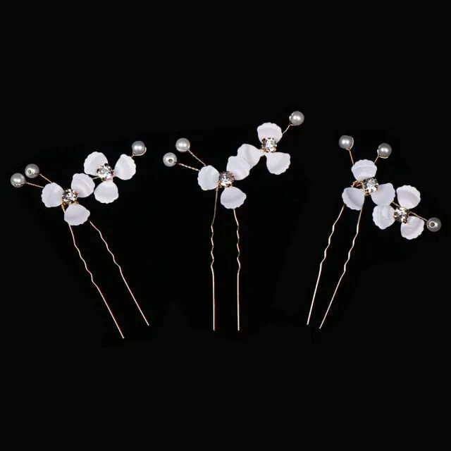 Opal White Flower Hair Comb, Bridal Opal Crystal Headpiece, Wedding Floral Gold Hairpiece