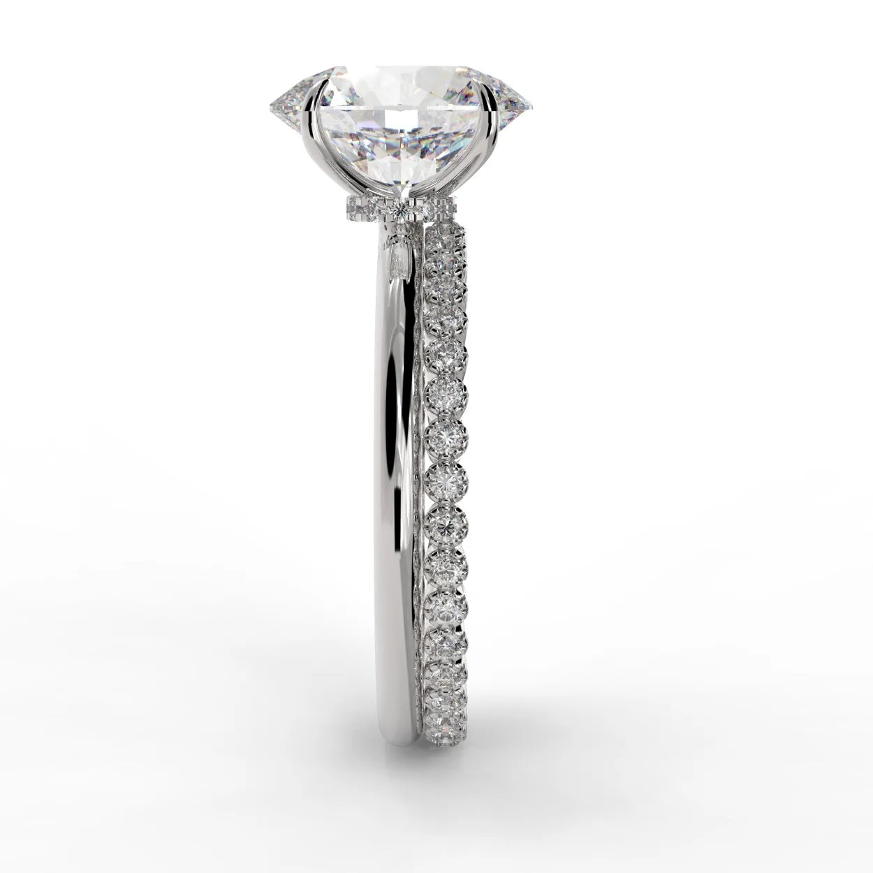 Oval Cut Engagement Ring with Eternity Wedding Band Bridal Set - 372