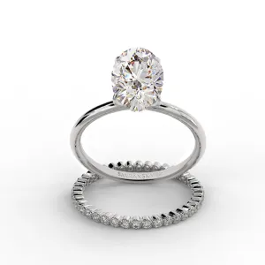 Oval Cut Engagement Ring with Eternity Wedding Band Bridal Set - 372