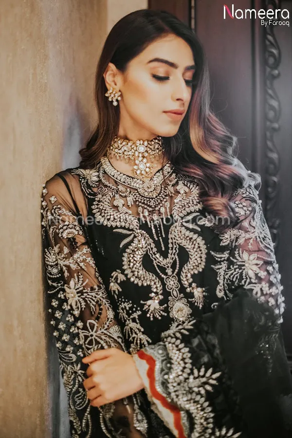 Pakistani Black Party Wear Dress with Embroidery #BP202