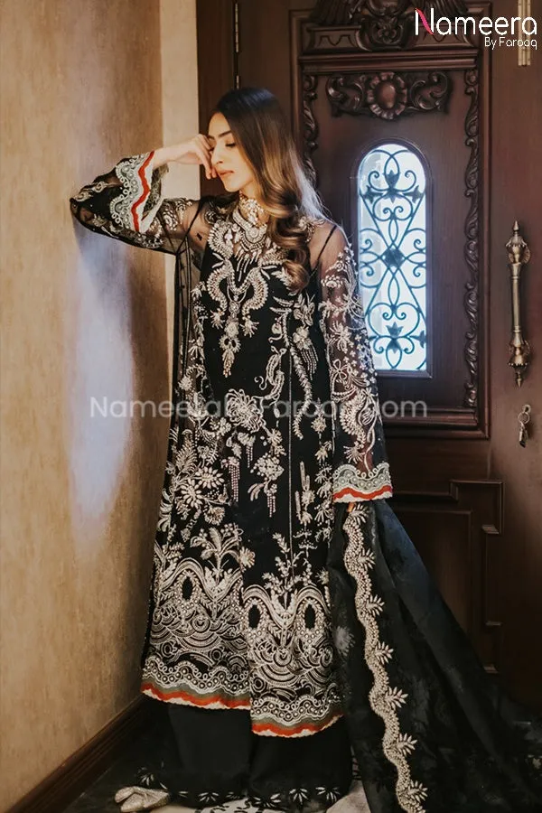 Pakistani Black Party Wear Dress with Embroidery #BP202