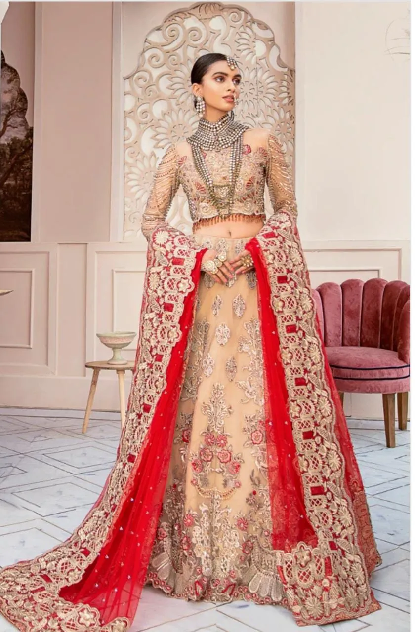 Pakistani Bridal Festive Lehnga Choli in Skin Color #Y6137