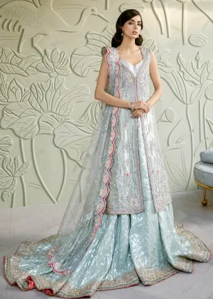 Pakistani Bridal Ice Blue Farshi Lehnga for Wedding #J5146