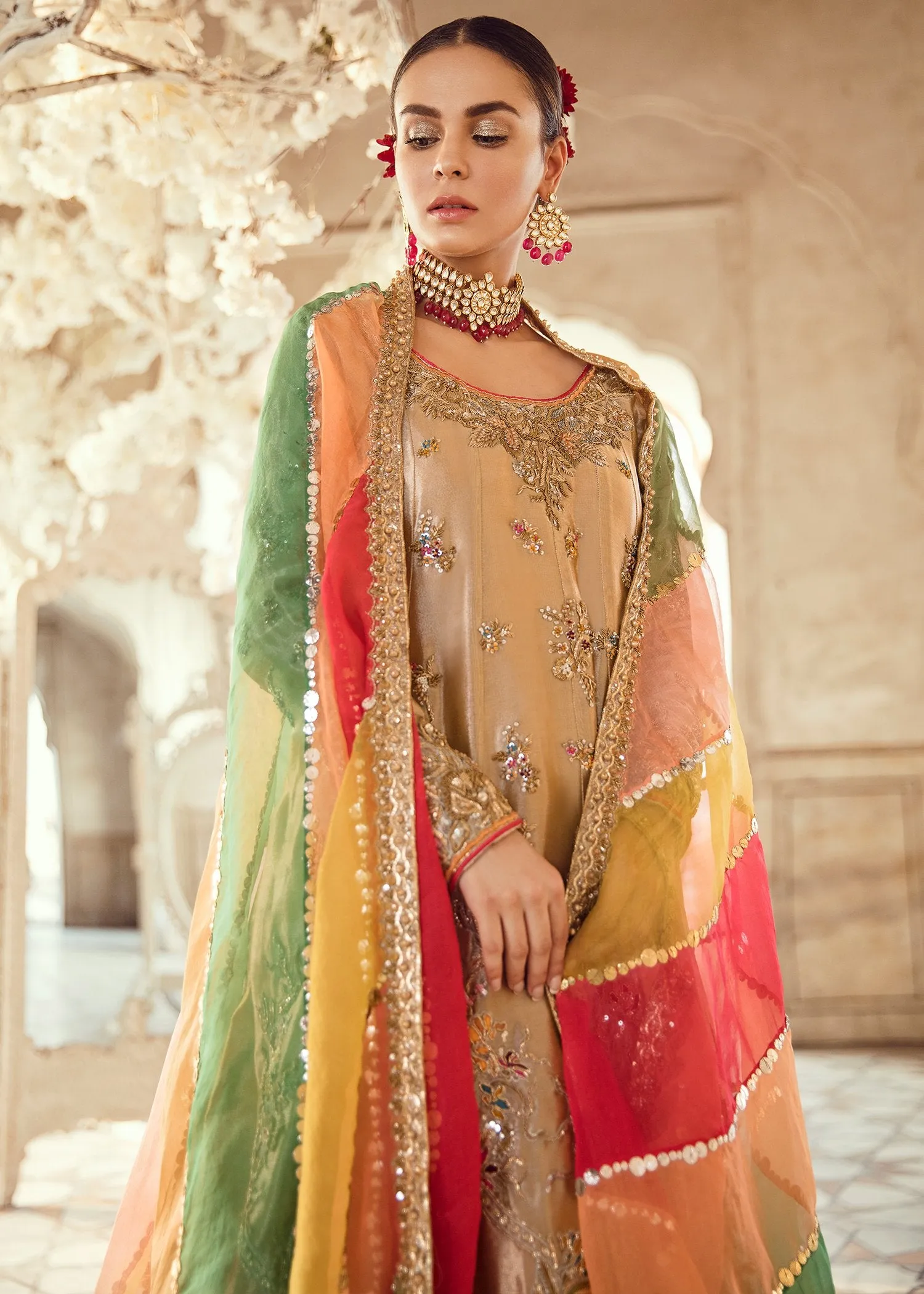 Pakistani Bridal Long Shirt Lehnga for Wedding #J5107