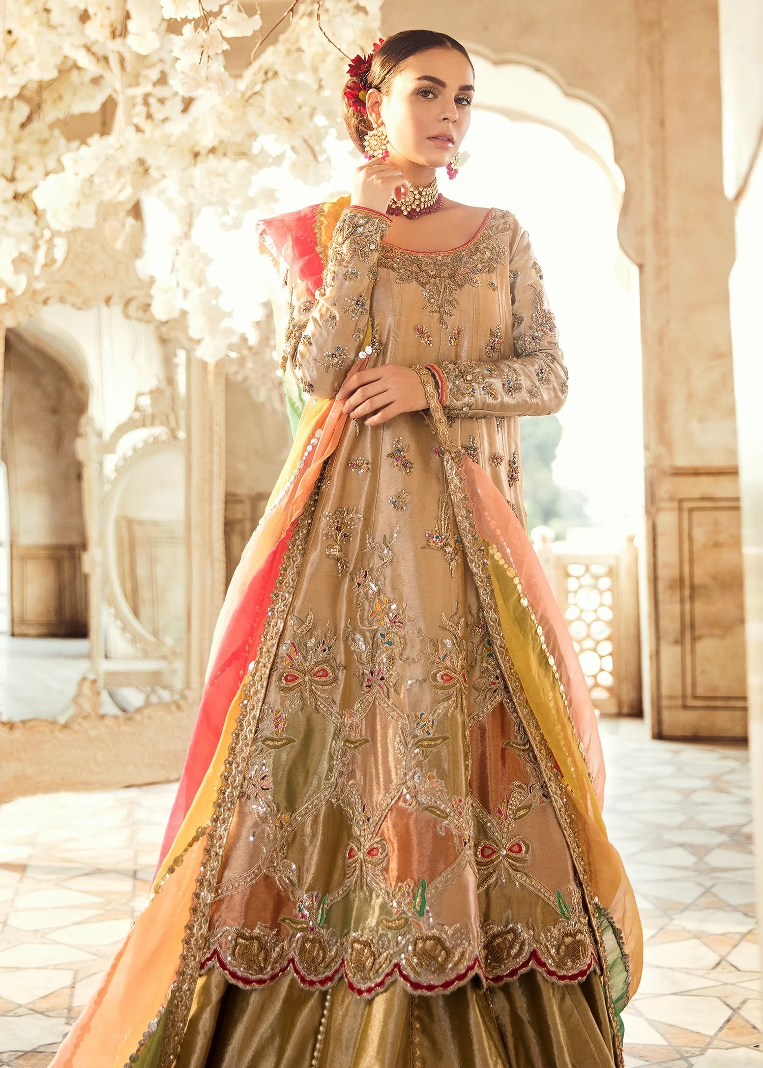 Pakistani Bridal Long Shirt Lehnga for Wedding #J5107