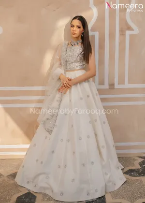 Pakistani Elegant White Choli Lehenga Dress #BS509
