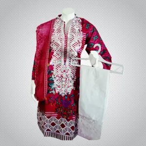 Pakistani Indian Women 3 Pieces Embroidered Cotton Lawn Dress