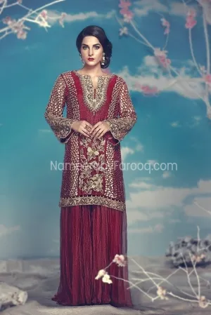 Pakistani Long Shirt and Sharara for Wedding Party #PN21