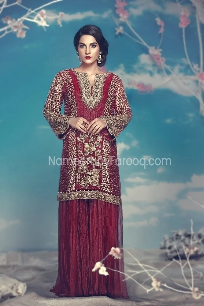 Pakistani Long Shirt and Sharara for Wedding Party #PN21