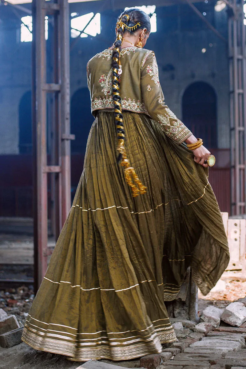 Pakistani Mehndi Frock Dress in Slate Grey Shade #BS866