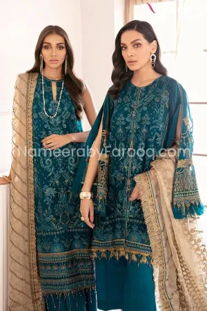 Pakistani Party Wear Dark Sea Green Dress #PN237