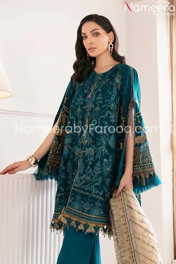 Pakistani Party Wear Dark Sea Green Dress #PN237