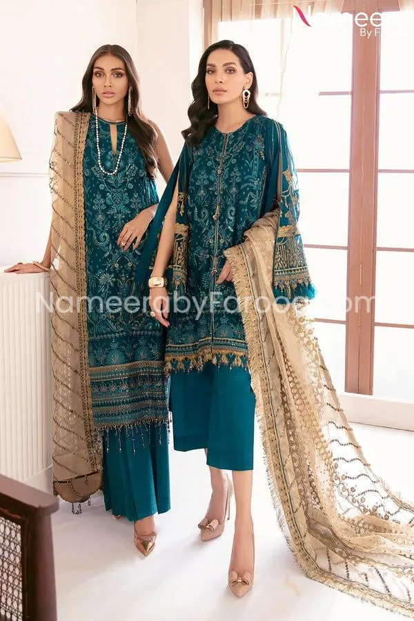Pakistani Party Wear Dark Sea Green Dress #PN237