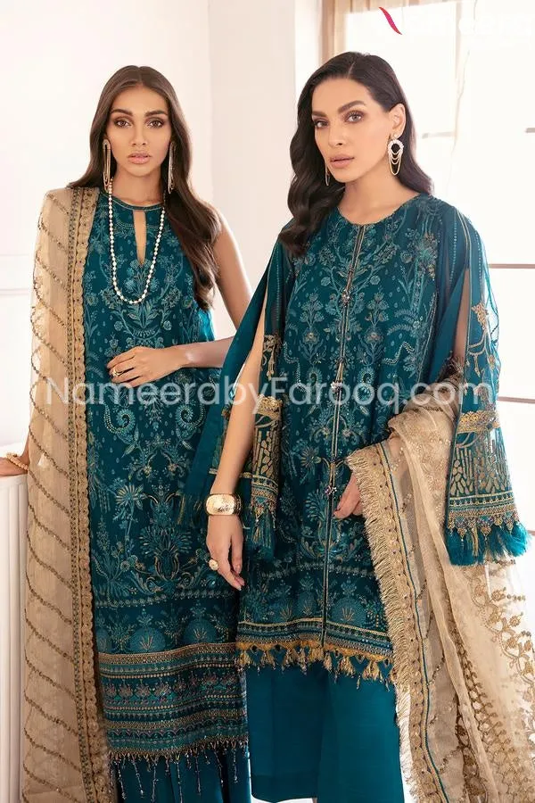 Pakistani Party Wear Dark Sea Green Dress #PN237