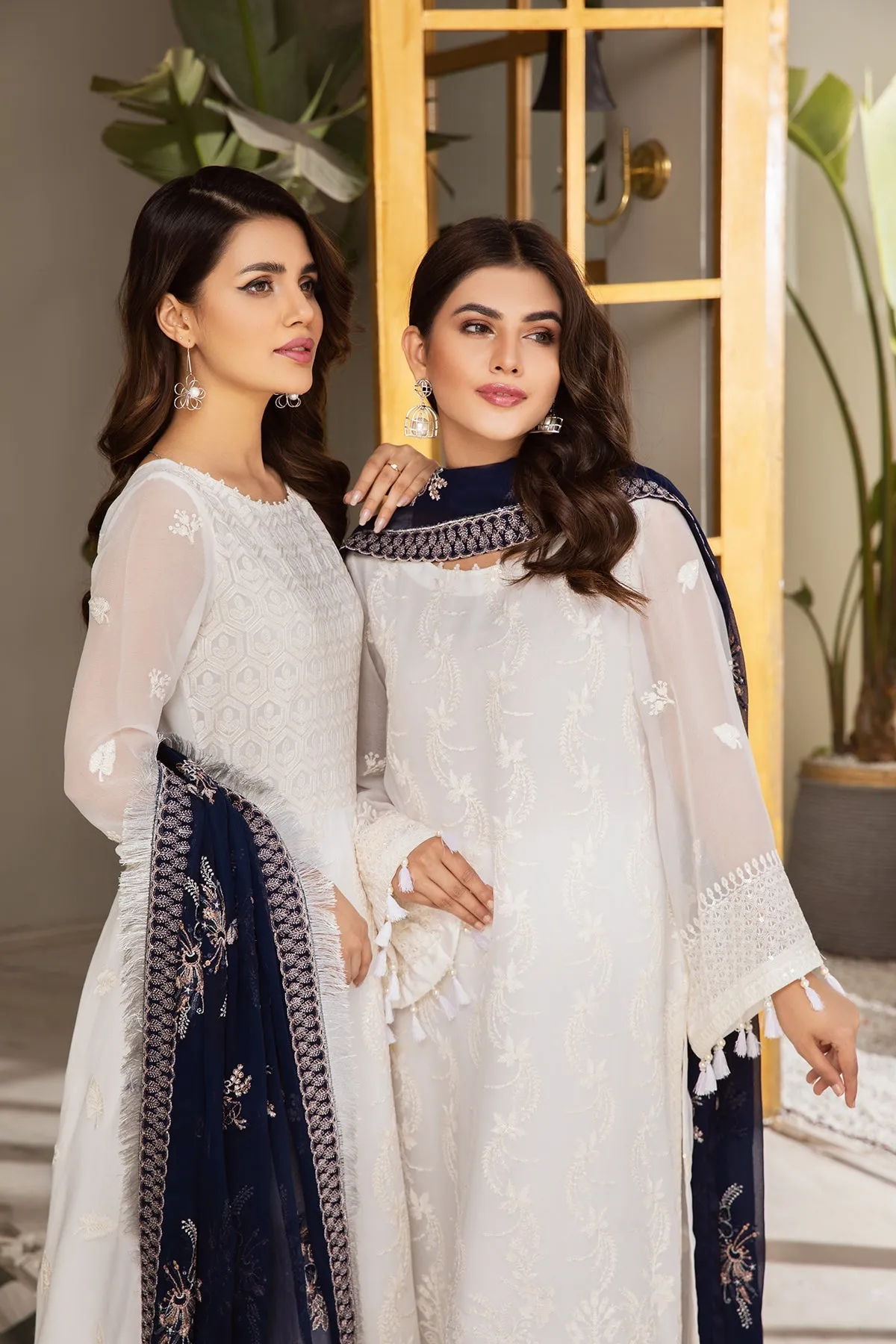 Pakistani Salwar Kameez Embroidered Dupatta in White Shade