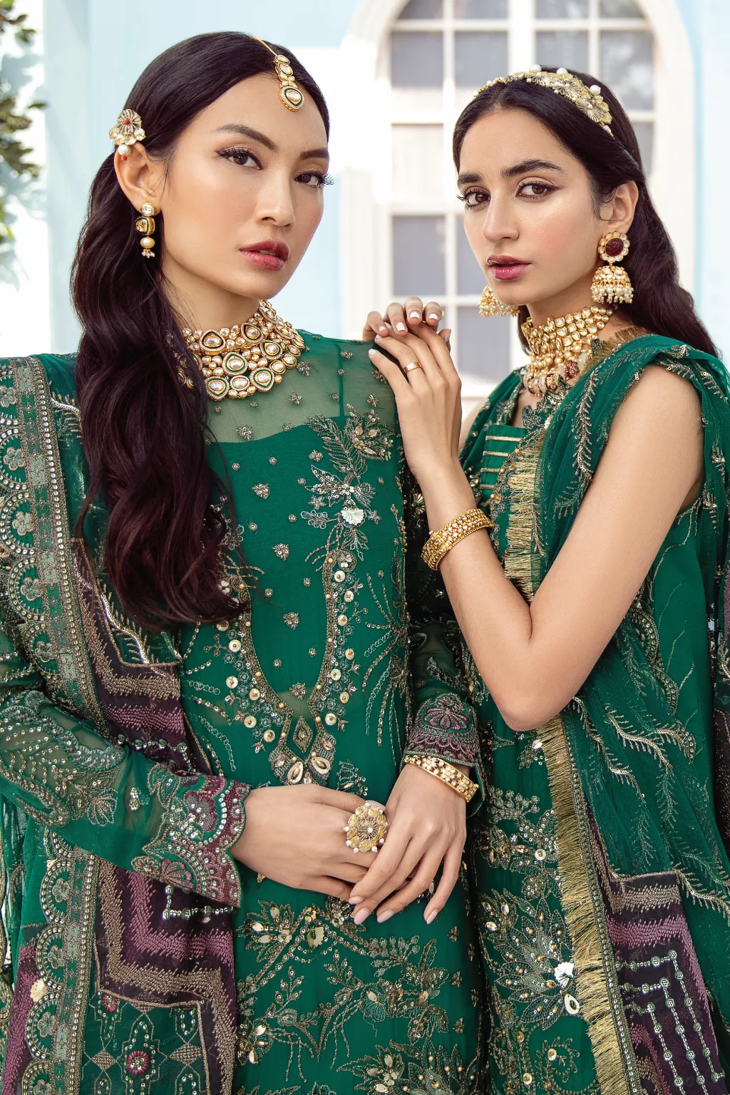 Pakistani Sharara in Green Shade with Embroidery #PF474