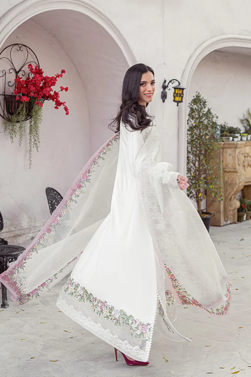 Pakistani White Cotton Net Salwar Kameez Ladies Party Dress