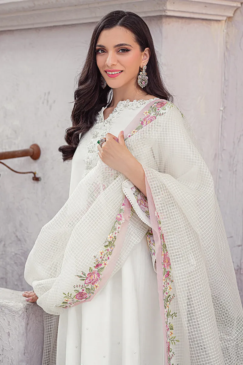 Pakistani White Cotton Net Salwar Kameez Ladies Party Dress