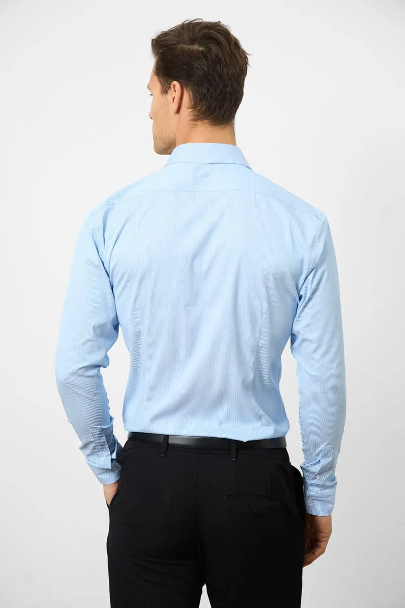 Performance Business Shirt in Blue/White Bengal Stripe