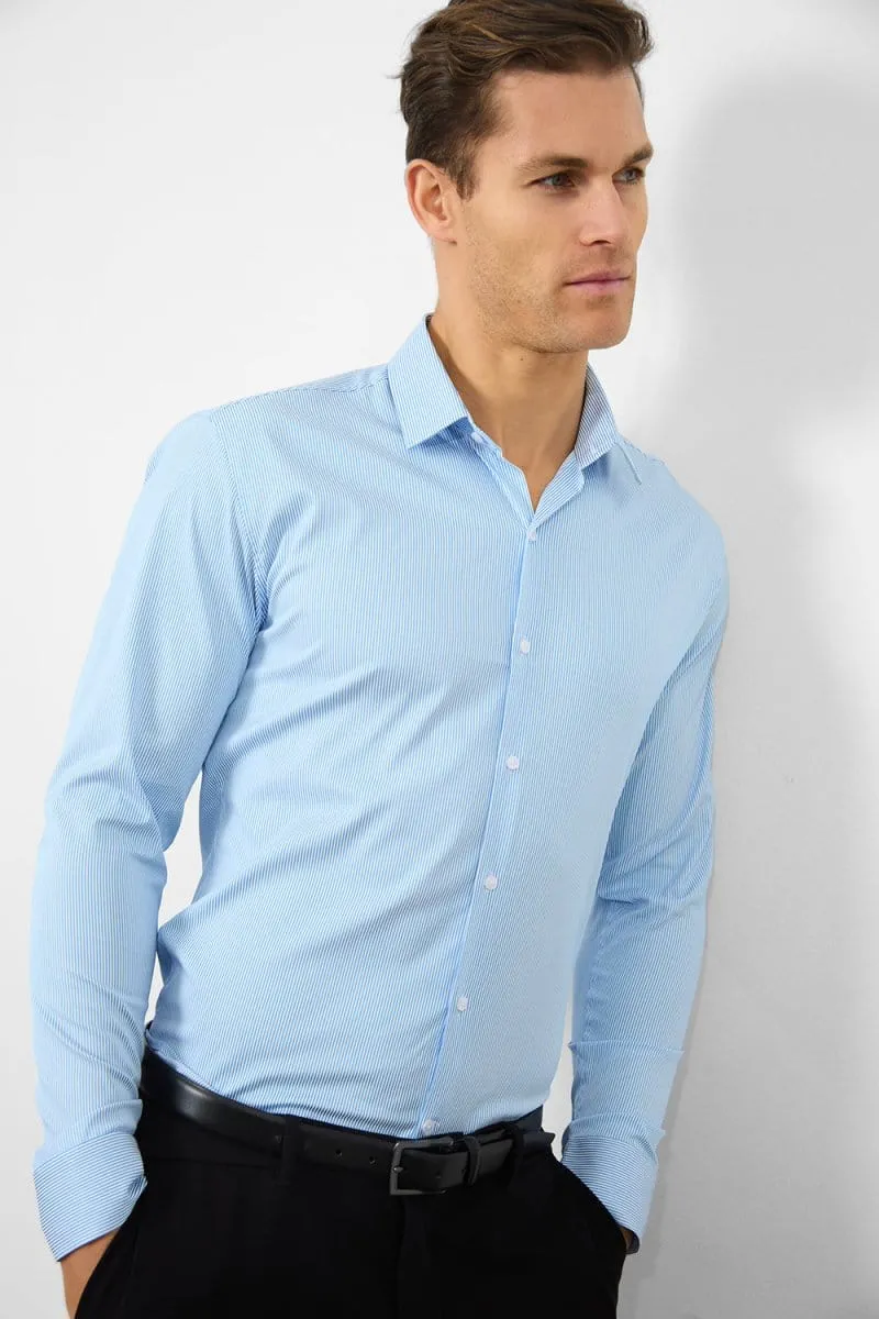 Performance Business Shirt in Blue/White Bengal Stripe