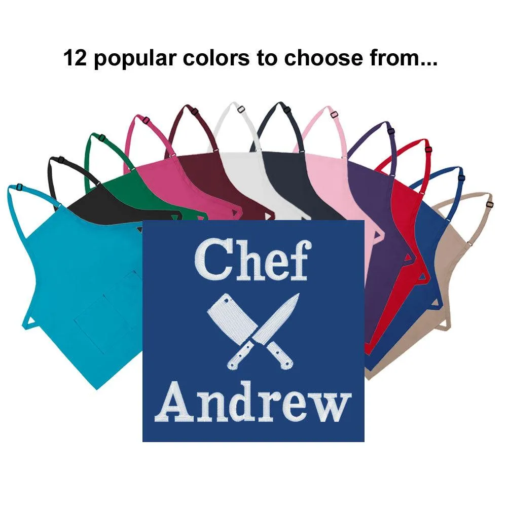 Personalized Apron Embroidered Chef Knives Design Add a Name