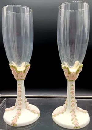 PINK ROSE STEM TOASTING GLASSES