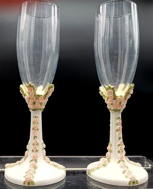 PINK ROSE STEM TOASTING GLASSES