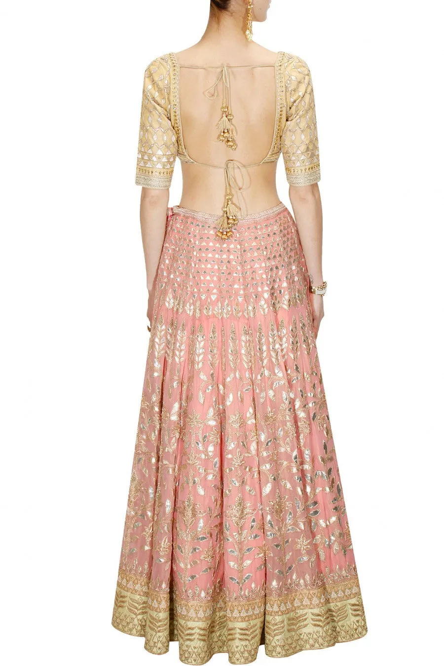 Pinkish Peach color Bridal Lehenga Choli