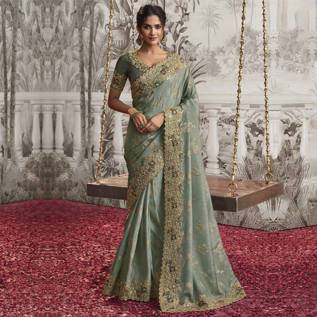 Platinum Perfection Zardozi Work Saree