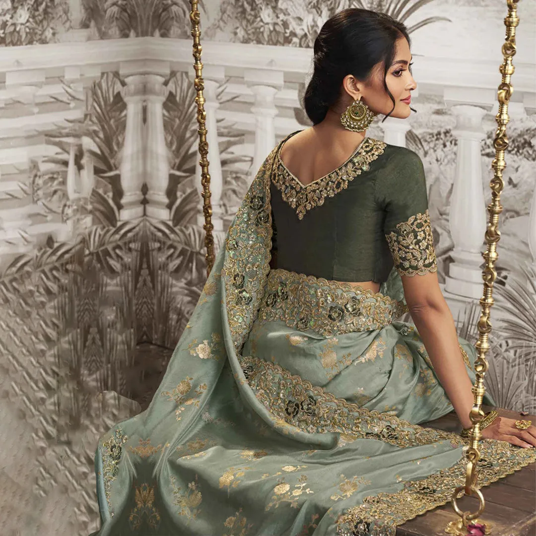 Platinum Perfection Zardozi Work Saree