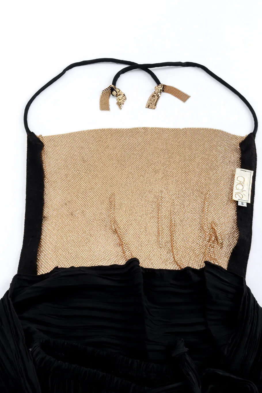 Pleated Metal Mesh Halter Dress