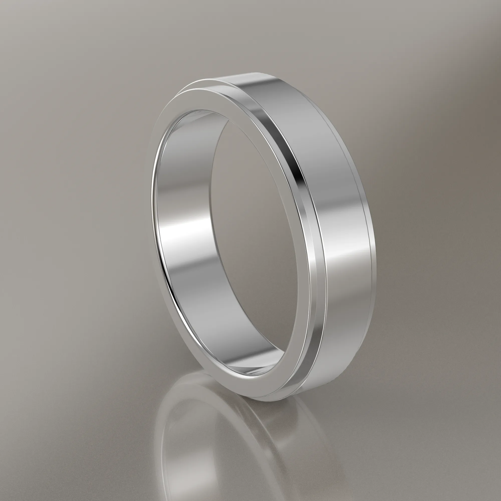 Polished White Gold 5mm Step Edge Wedding Band