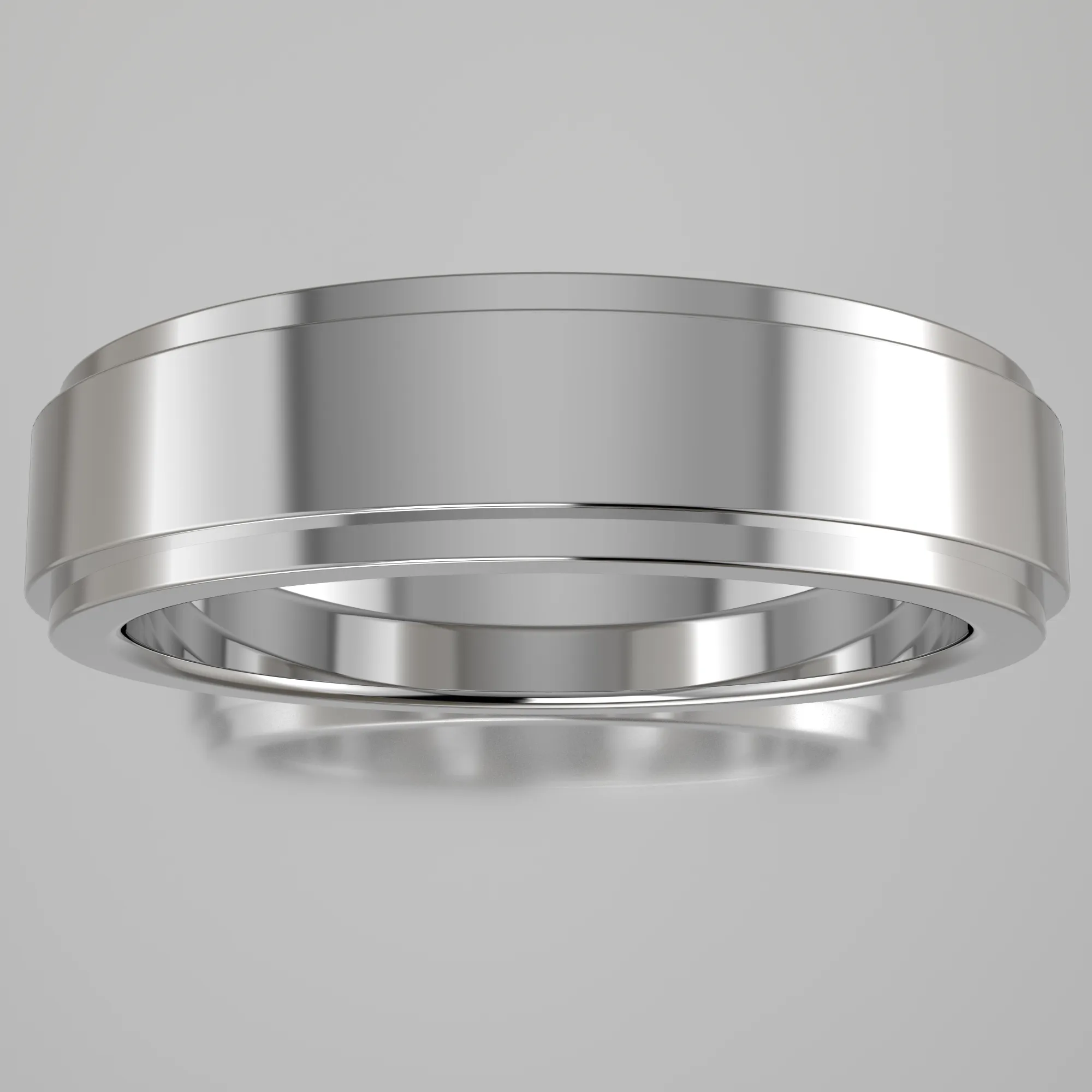 Polished White Gold 5mm Step Edge Wedding Band
