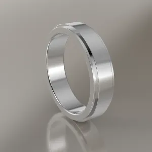 Polished White Gold 5mm Step Edge Wedding Band