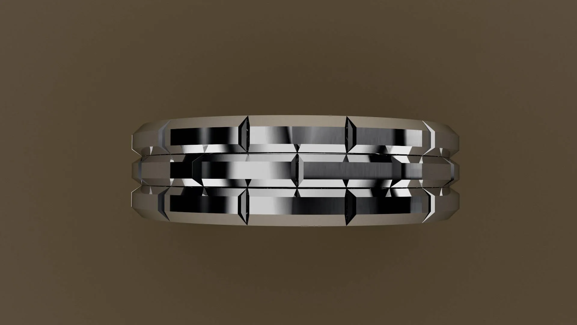 Polished White Gold 6mm Brick Pattern Wedding Band