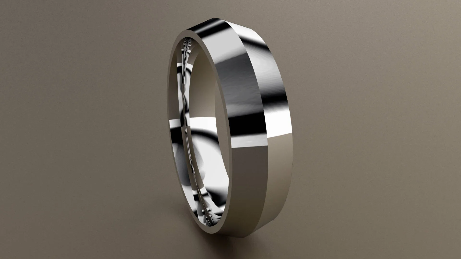 Polished White Gold 6mm Knife Edge Wedding Band