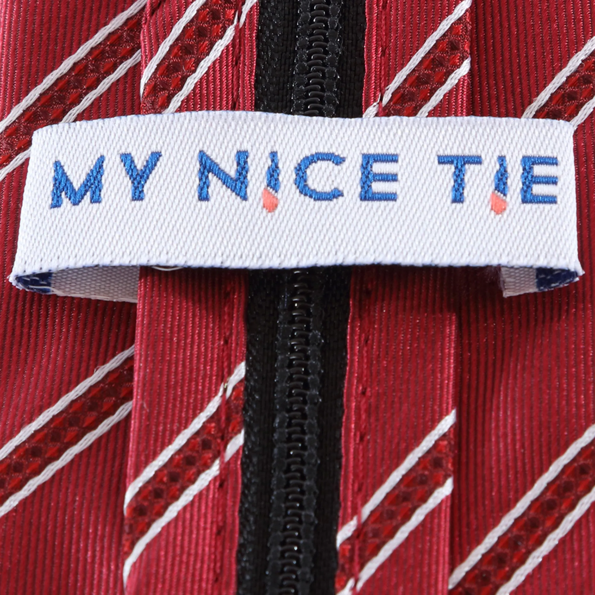 Power Play - Red Zipper Tie with Red and White Stripes