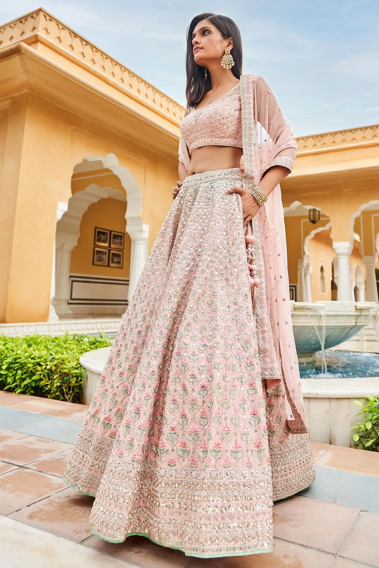 Pranja Lehenga Set-Blush