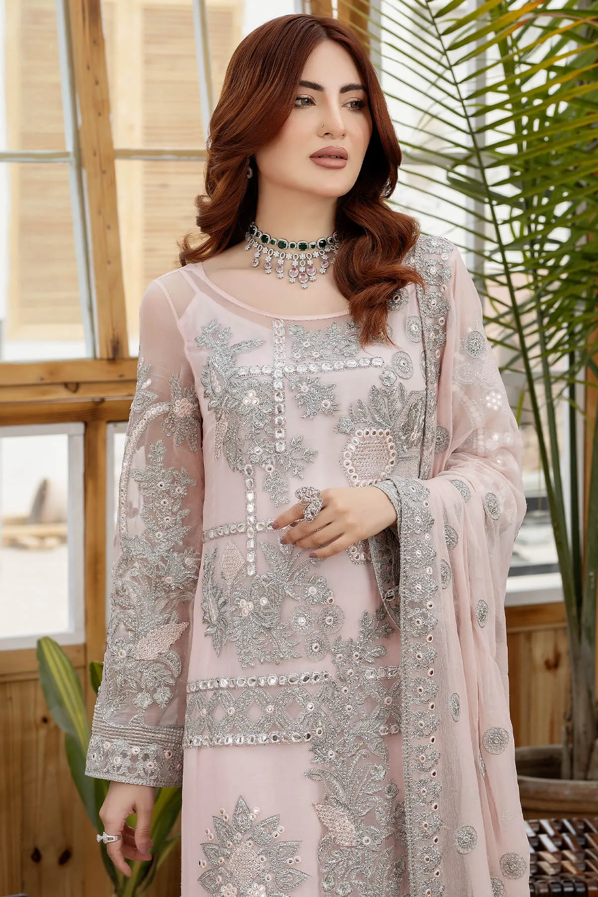 Premium Tea Pink Embellished Salwar Kameez Pakistani Party Dress