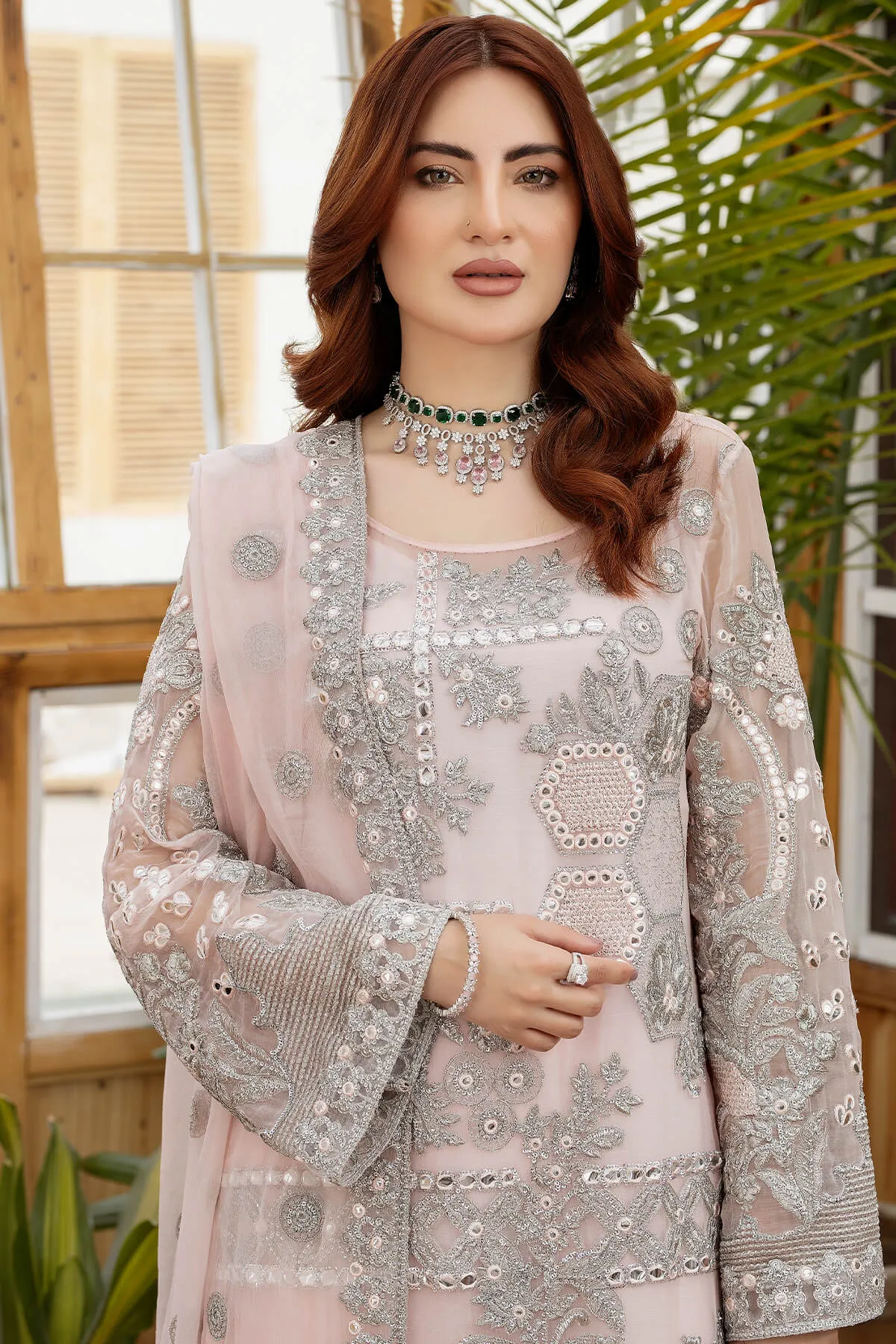 Premium Tea Pink Embellished Salwar Kameez Pakistani Party Dress