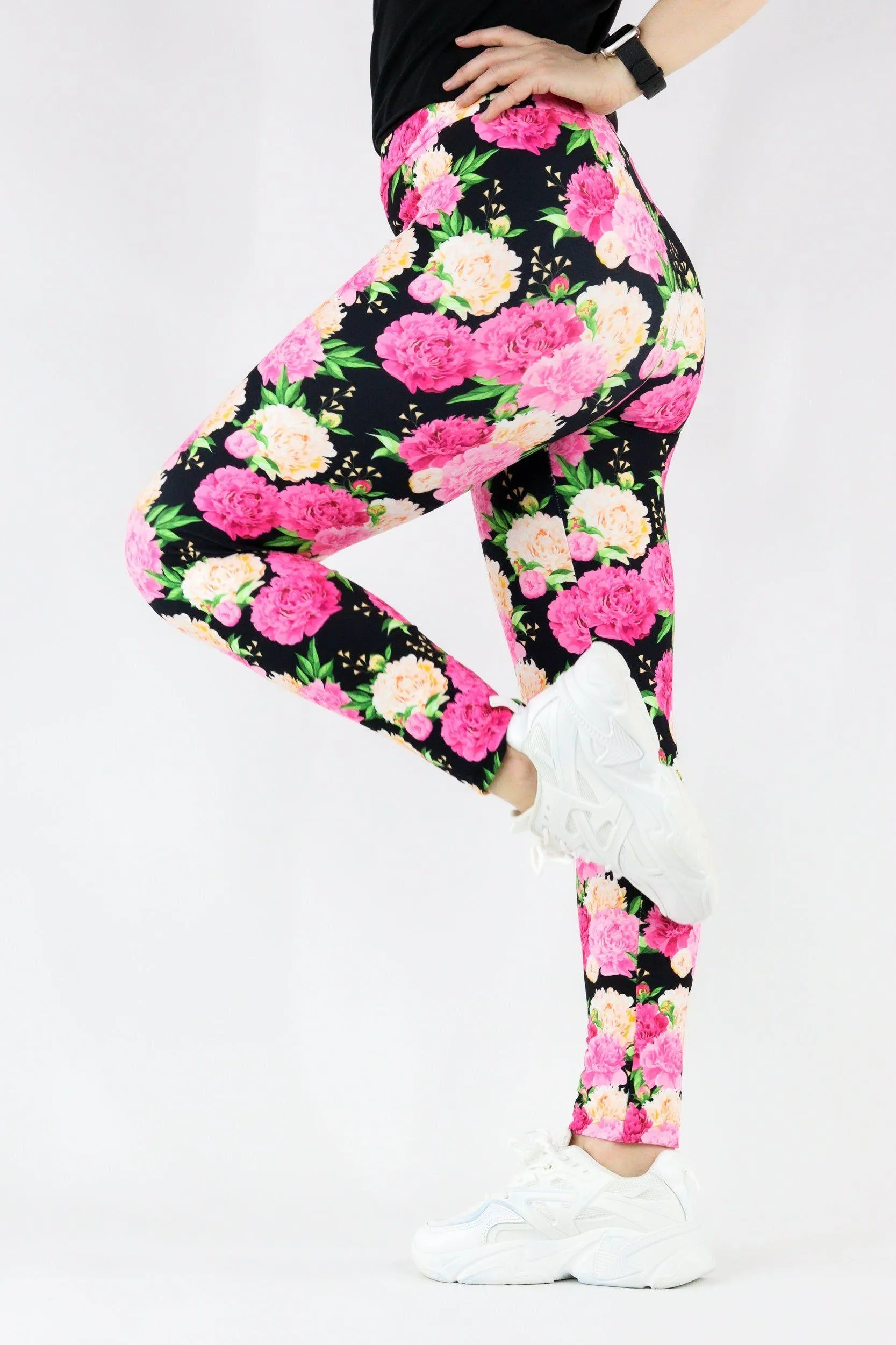 Pretty Peonies - Casual Full Leggings