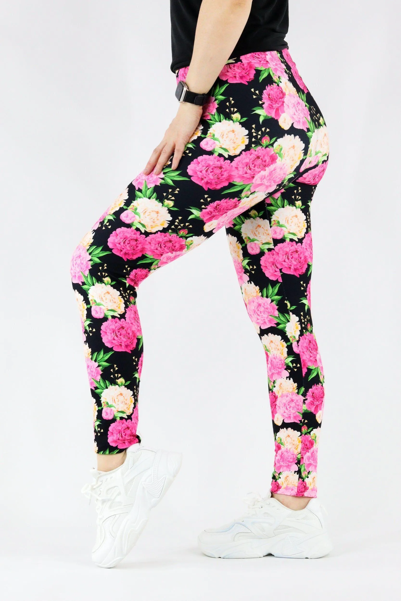 Pretty Peonies - Casual Full Leggings